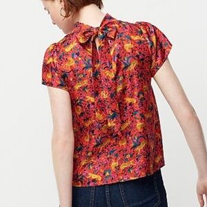 J CREW COLLECTION Silk Jungle Cat Top 6 $138